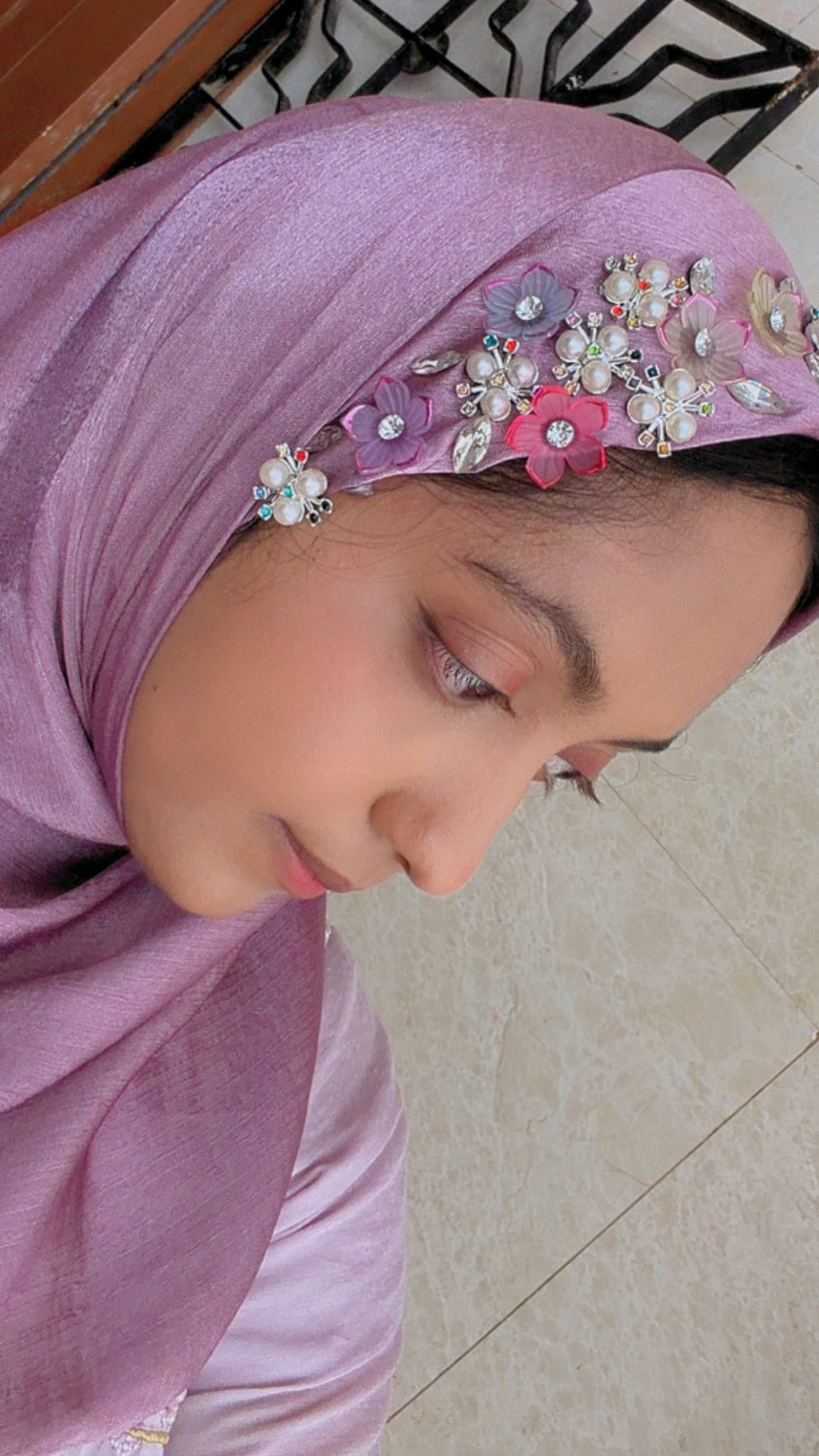 Blush Bloom Satin Hijab