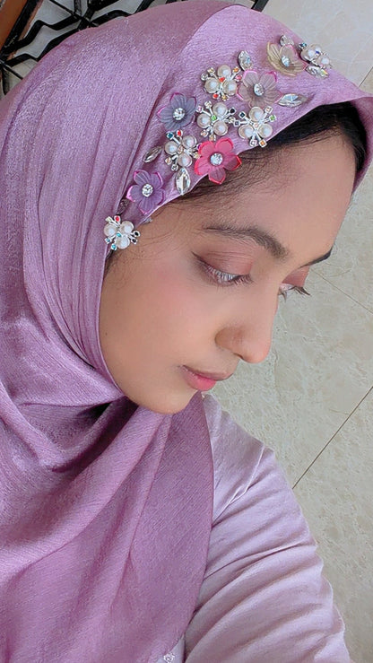 Blush Bloom Satin Hijab