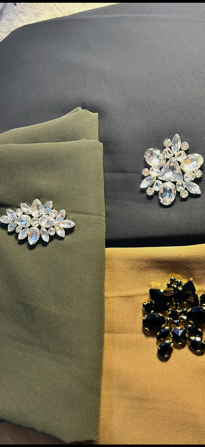 Luxury Chiffon Hijab with Handcrafted Rhinestone Embellishment