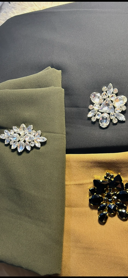 Luxury Chiffon Hijab with Handcrafted Rhinestone Embellishment
