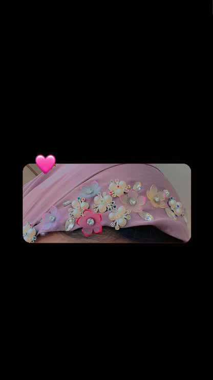 Blush Bloom Satin Hijab