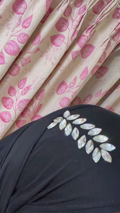 Premium Jersey Rhinestone Hijab – Classic Black