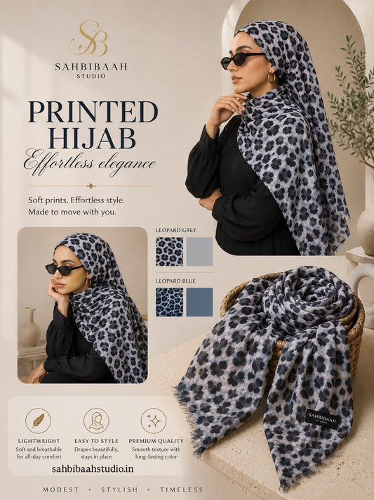 Leopard Print  Hijab – Soft Lightweight Printed Scarf | Sahbibaah Studio