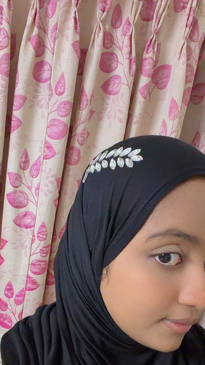 Premium Jersey Rhinestone Hijab – Classic Black