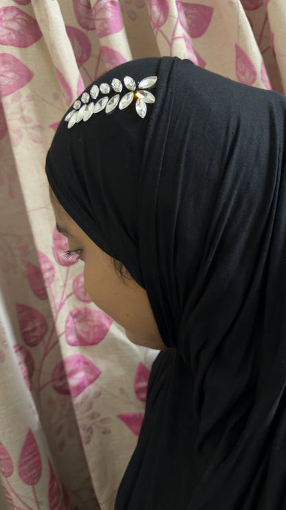 Premium Jersey Rhinestone Hijab – Classic Black