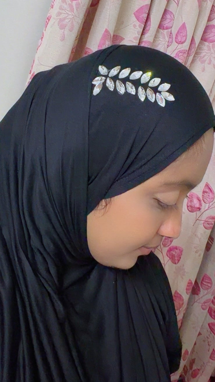 Premium Jersey Rhinestone Hijab – Classic Black