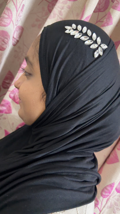Premium Jersey Rhinestone Hijab – Classic Black