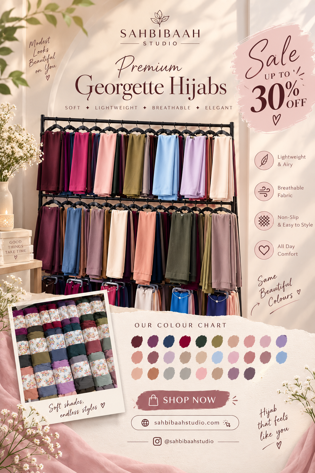 Premium Diamond Georgette Fabric Hijab | Plain Lightweight Georgette Hijab – Sahbibaah Studio
