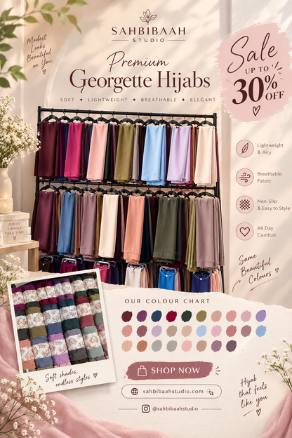 Premium Diamond Georgette Fabric Hijab | Plain Lightweight Georgette Hijab – Sahbibaah Studio