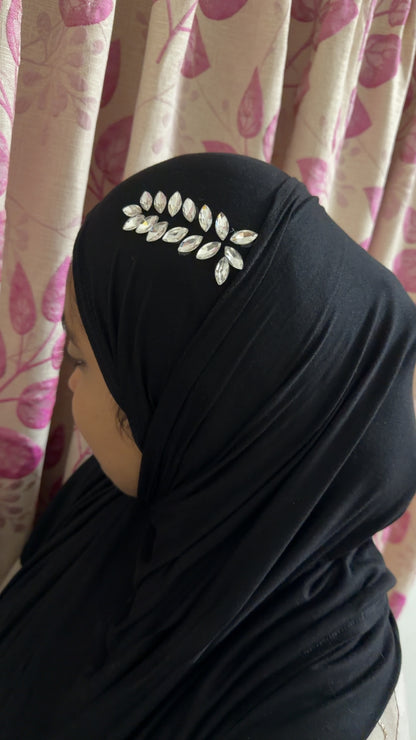 Premium Jersey Rhinestone Hijab – Classic Black