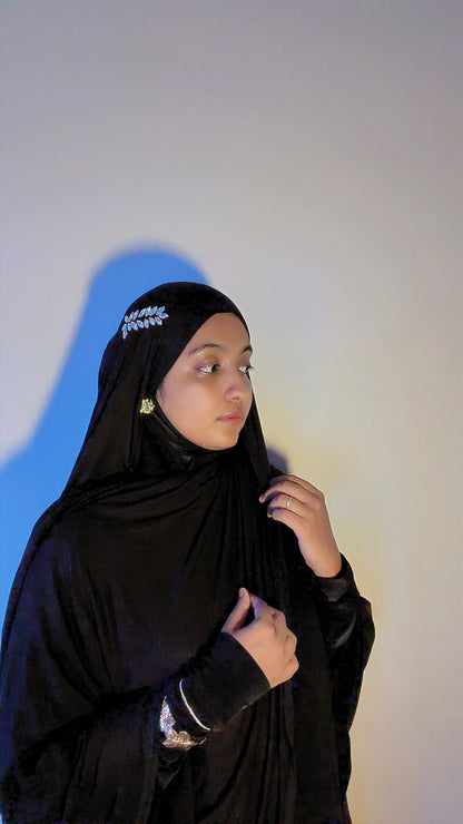 Premium Jersey Rhinestone Hijab – Classic Black