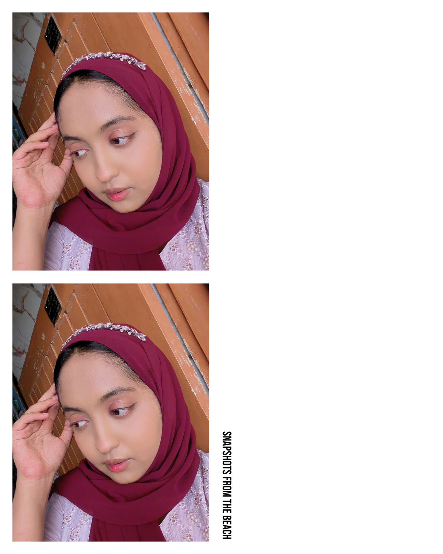 Premium Chiffon Embellished Hijab – Burgundy Crystal Luxe